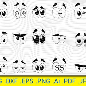 Emoji Eyes SVG Bundle: Cartoon Face Graphics (Digital Download)