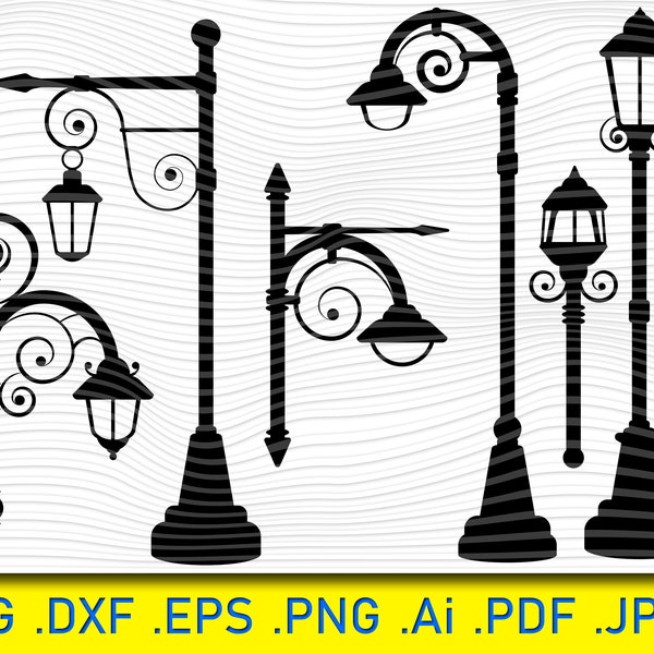 Street Lamp, Road lights, Street Lamps SVG Silhouettes, street light svg, lamp post svg, lighting svg, magic lamp svg, Street Lamp vector