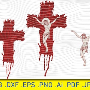 Jesus and Cross laser cut file. Vector file for laser cutting. wall art. Decoration wall. SVG, dxf, Ai file format. christian wall art.