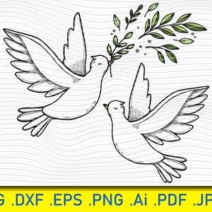 Wereldvredesdag, duiven SVG, duif svg, vredessvg, vogel svg, duif decoraties, clipart, gesneden bestanden, Cricut, silhouet, DXF, Vector, ClipArt