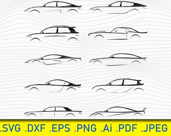 Sports Car SVG Clipart, Racing Car DXF, Silhouette Files (Digital Download)