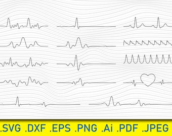 Heartbeat Pulse SVG: Cardiogram Line Art, Nurse Doctor Monogram (Digital Download)