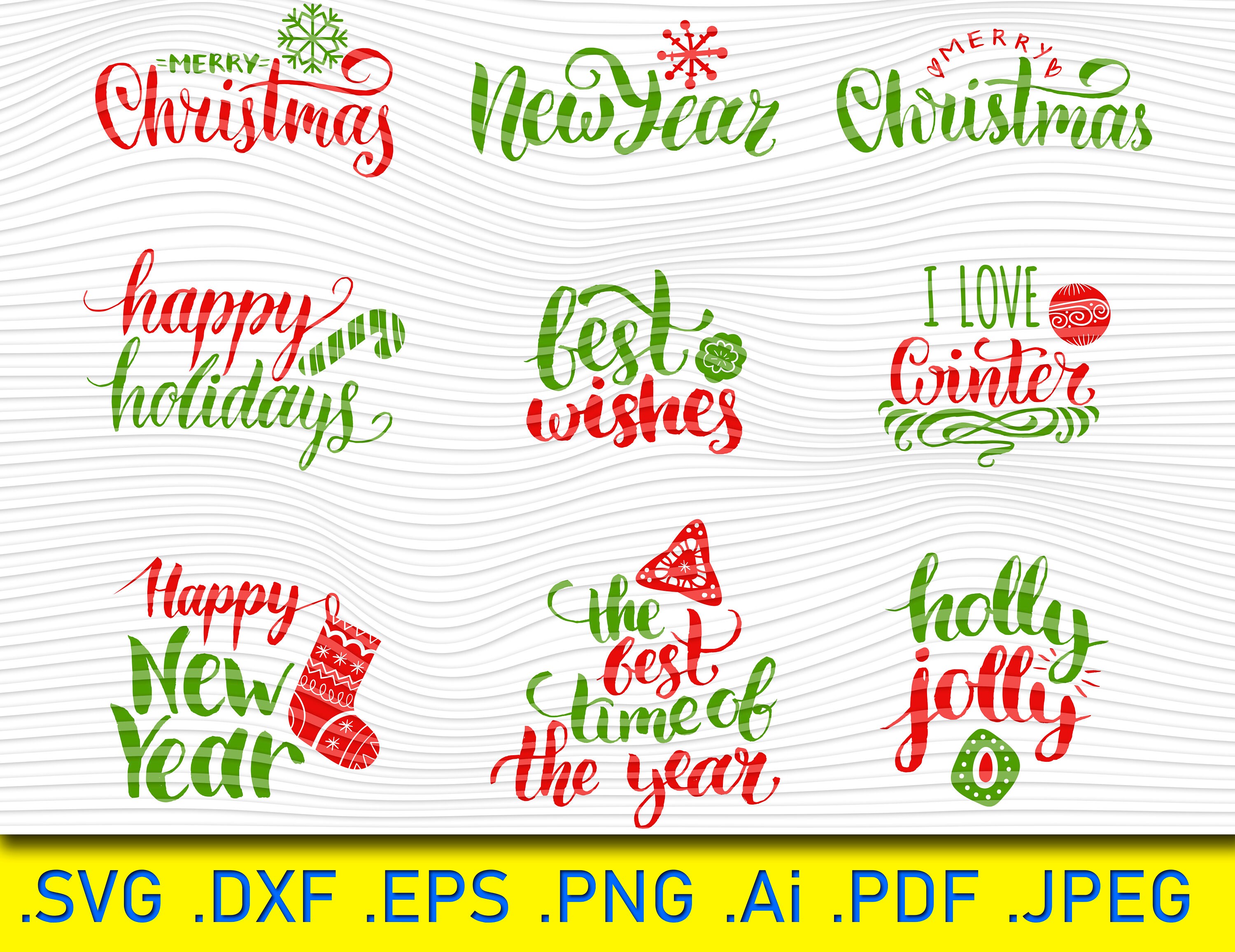 Christmas Calligraphy set Christmas SVG Christmas Quote Svg Etsy