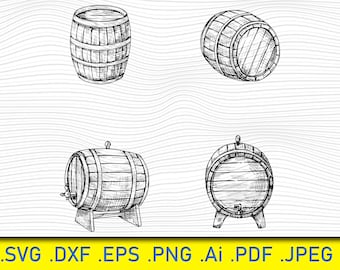 Paquete SVG de barril de madera: gráficos de vino, cerveza y alcohol (descarga digital)