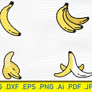 Banane SVG, Banane PNG, Banane Clipart, Banane geschnitten Datei, Banane Schablone, Banane bedruckbar, Obst Cricut Silhouette geschnitten Datei, Druck zu Hause