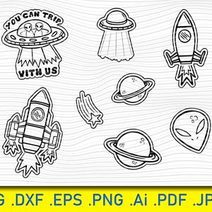 Space Stickers SVG Bundle: Planets, Rocket, Astronaut (Digital Download)