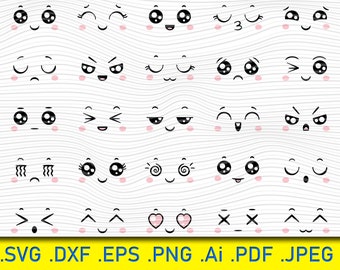 Pacchetto SVG di emoticon dei fumetti: 25 espressioni di faccine sorridenti (download digitale)