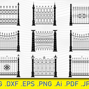 Iron Gates Fences, Gate Svg Clip Art, Fence Digital Cut File, Gate Dxf, Gate Vinyl Cut File, Gate Png File, Wrought Iron Gate SVG, Iron Gate
