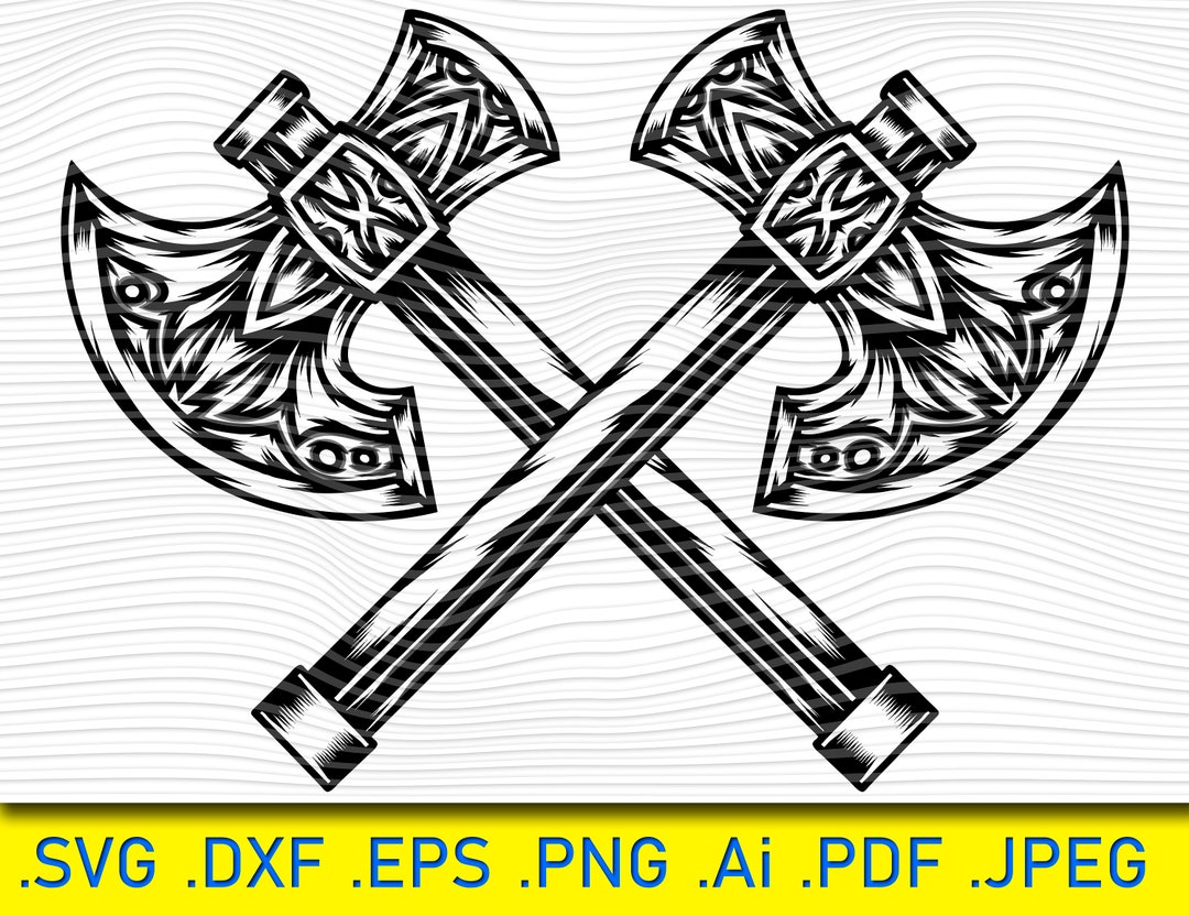 Two Warrior Ax, Crossed Medieval Axe, Axe Viking Norway Tool, Chopping