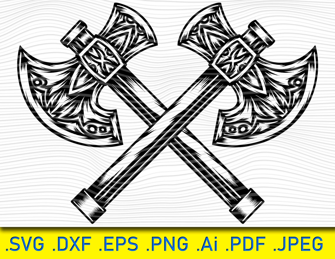 Two Warrior Ax Crossed Medieval Axe Axe Viking Norway Tool Etsy