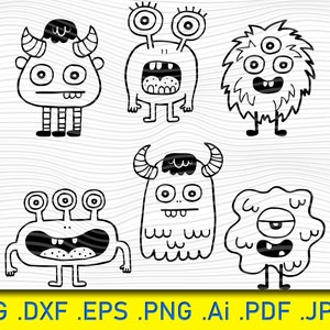 Cute Monsters baby clipart svg, Monster face svg, Kids svg, Monsters silhouette,Monster Faces Svg Cut Files,Monster SVG, Halloween