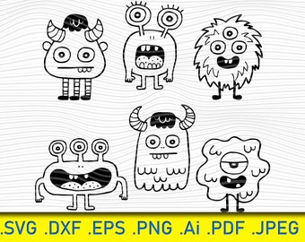 Clipart di bambini mostri carini in formato svg, faccia di mostro in formato svg, bambini in formato svg, silhouette di mostri, file di taglio di facce di mostri in formato svg, mostro in formato SVG, Halloween