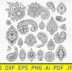 Mehndi Svg File, Mehndi flower svg, Henna drawing svg, Flower mehndi svg, Henna tattoo svg, Mehndi clipart, Henna template, Svg cutting file