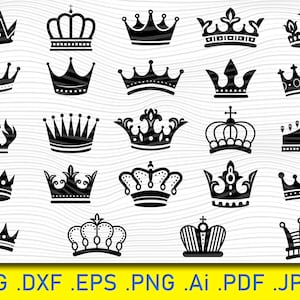 Crown SVG, Crown Clipart, Tiara Svg, Princess Tiara Svg, King Crown, Crown Silhouette,PNG, Dxf, Eps, Crown Vector, Cricut, Monogram clipart