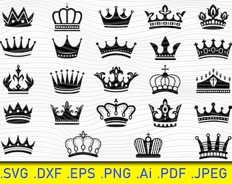 Crown SVG, Crown Clipart, Tiara Svg, Princess Tiara Svg, King Crown, Crown Silhouette,PNG, Dxf, Eps, Crown Vector, Cricut, Monogram clipart