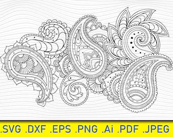 Paisley SVG File, Paisley Zentangle Pattern, Henna Silhouette, Paisley Vactor, Vector Graphics, paisley, stencil, svg, Clip Art, Hand Drawn