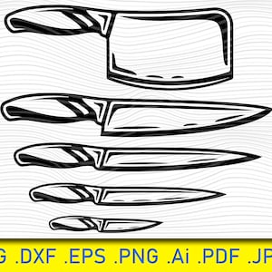 Chef Messen SVG, Chef Knife PNG, Messen gekruist Clipart, Messen gesneden bestand, chef-kok mes Vector, Restaurant Cricut silhouet , Print At Home