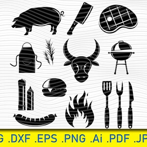 Grillen, Erholung im Freien, Schweinefleisch, Burger, gebackenes Fleisch, Koch, Wurst im Teig, Feuer, BBQ svg, Bbq svg bündel, Grillen svg, Bbq cut-Datei