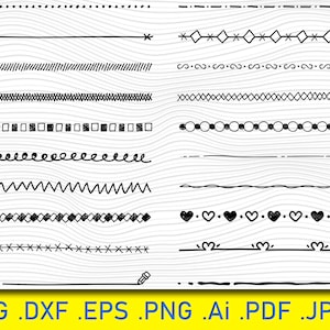 Hand Drawn, Doodle Divider svg, Wedding Clipart, Page Divider, Scrapbook Border Clipart, Line Dividers ,EPS DXF PNG Cricut,Handdrawn Digital