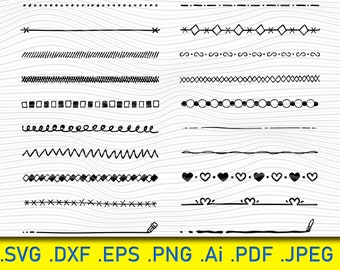 Doodle Divider SVG Clipart, Hand Drawn Line Dividers (Digital Download)