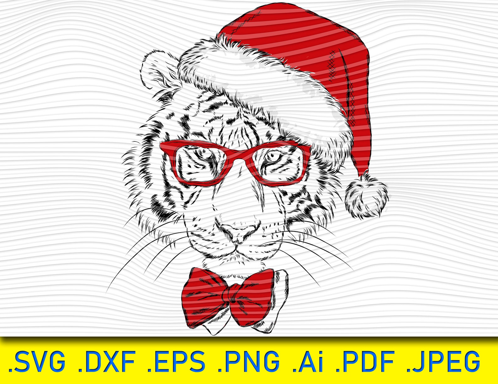 Beautiful Tiger Santa Hat Christmastiger Santa Etsy