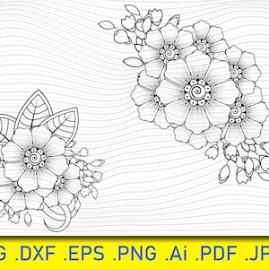 Mehndi Flower, Pattern for Henna, Mehndi Svg File, Mehndi flower svg, Henna drawing svg, Flower mehndi svg, Henna tattoo svg, Mehndi clipart