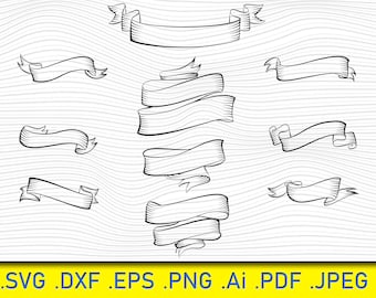 Ornamental Ribbon Banner SVG Bundle (Digital Files)