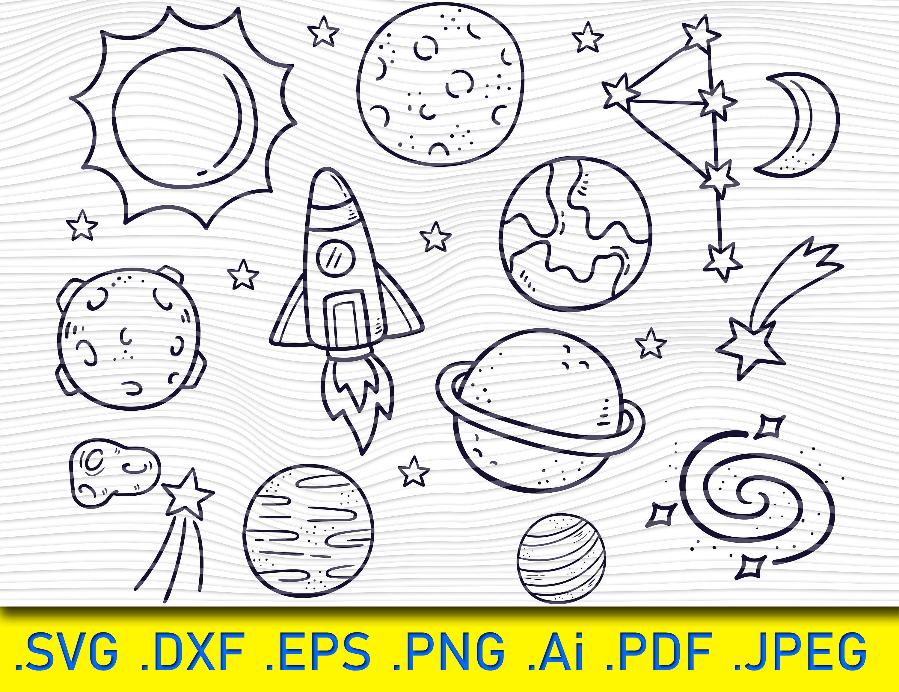 Space doodle set vector elements Stock Vector by ©hugolacasse 72764991