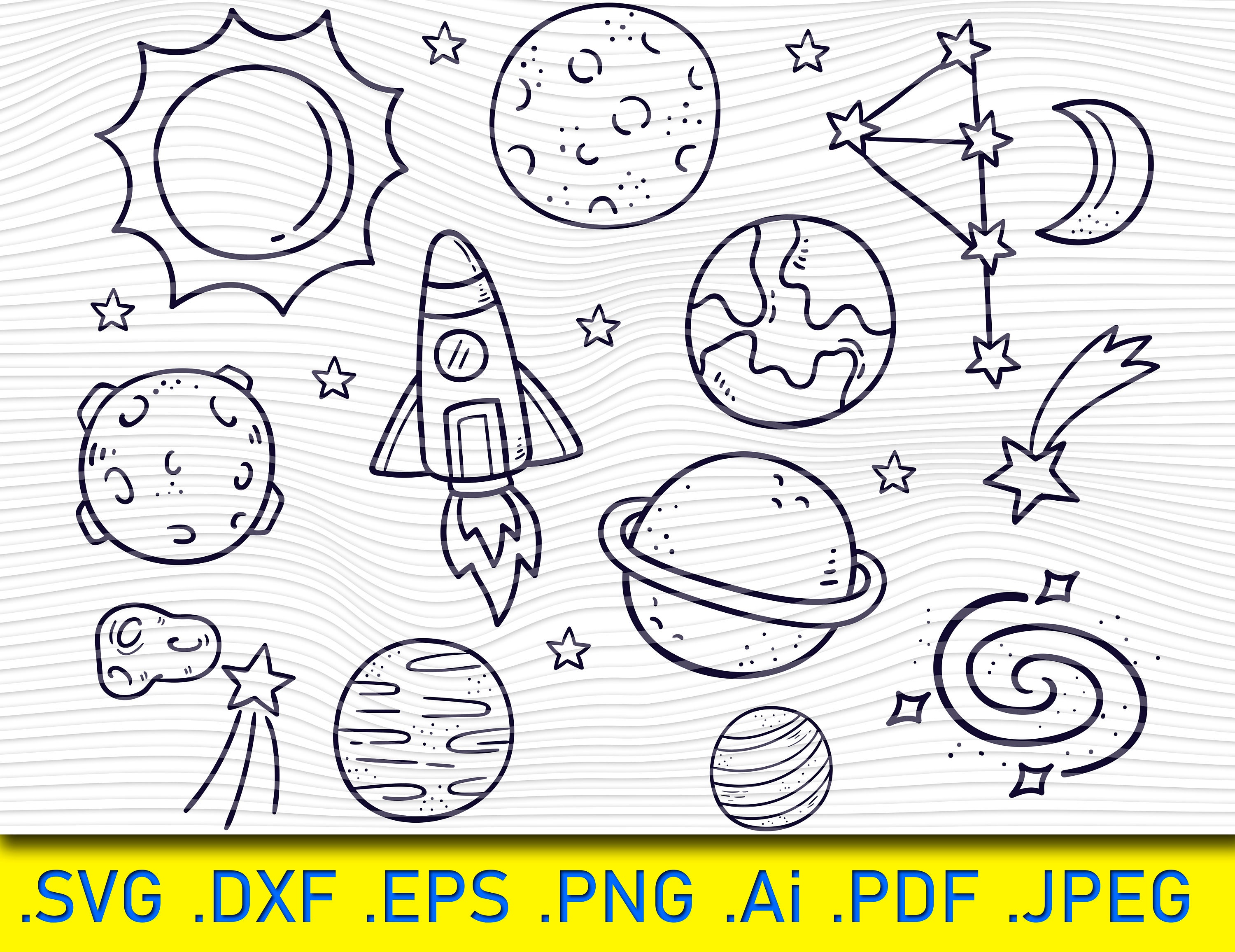 Space doodle set vector elements Stock Vector by ©hugolacasse 72764991