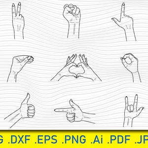 Set Hands, Fingers Different Positions, Gestures, Female Hands, Hands clipart, Woman hands SVG, Female hand, SVG file for cricut, Abstract