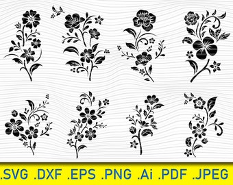 FLOWERS in SVG  Ornamental Corner Lines Plants svg,Floral decoration Leaves PNG for Cricut Silhouette Files, Easy Cut, Instant Download, svg
