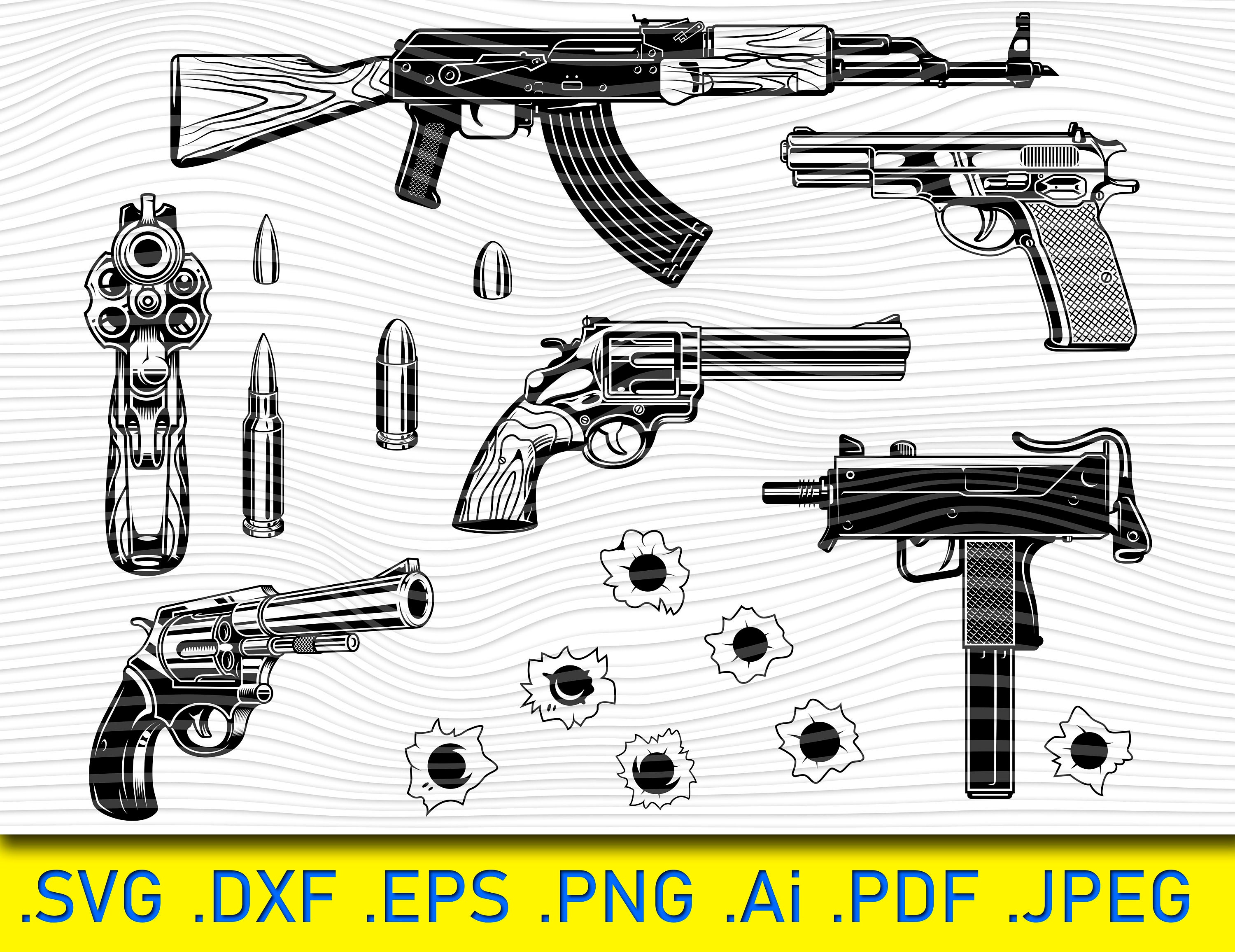 Gun Pack SVG Gun Cricut Files Gun Silhouettes AR15 Etsy