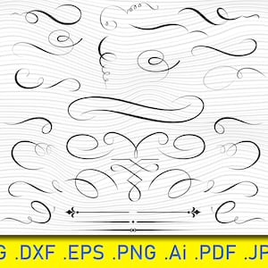 Ozdobne linie, wsporniki wektorowe, fantazyjne obramowania, obramowanie svg, dekoracyjne przekładki pliki cutfiles, dekoracje ślubne, ozdoby svg, wektor png eps dxf.