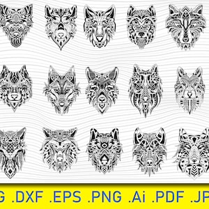Ethnic Wolf Zentangle SVG: Boho Mandala Animal Designs (Digital Files)