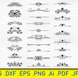Ornamental-elements,DECORATIVE ELEMENTS , Decorative Flourish Ornament, Ornament svg, Silhouette Border , Text Divider Svg, Dividers Borders