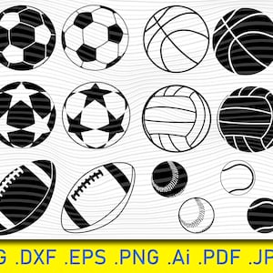 14 Sport balls svg, Balls svg, Sports ball bundle svg Sports ball cut file Baseball ball svg Football ball svg Soccer ball svg Softball ball
