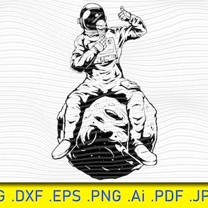 Astronaut sitzt auf dem Mond, Astronaut svg, Planeten svg, Mond svg, Sterne svg, Weltraum svg, Galaxie, Sonne, Mond, Sterne, Planeten und Raketenformen