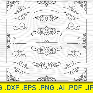 Abstract decorative , Elements SvG, decorative svg, ornament svg, frame svg, border svg, floral svg,Swirl SVG, Flourish SVG, Swoosh SVG,