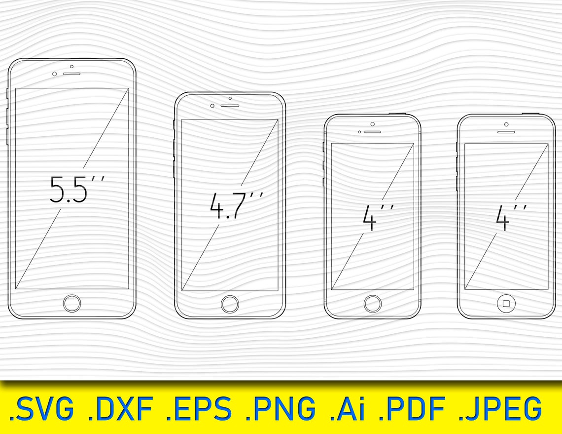 Phone Sizes Comparation Phone Outline SVG Clipart Phone Cut | Etsy