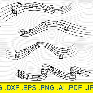 Muzieknoten Svg, muziek Svg, muziekblad svg, muziekstencil, silhouet, muzieksleutels svg, muzieknoten svg, muziekteksten, hamony svg