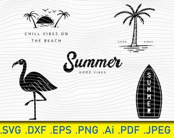 Beach SVG - Summer Svg - Beach Silhouette - SVG Cut Files - Beach Bundle SVG- Beach Clipart- Beach Cut File- Beach Vector- Instant Download