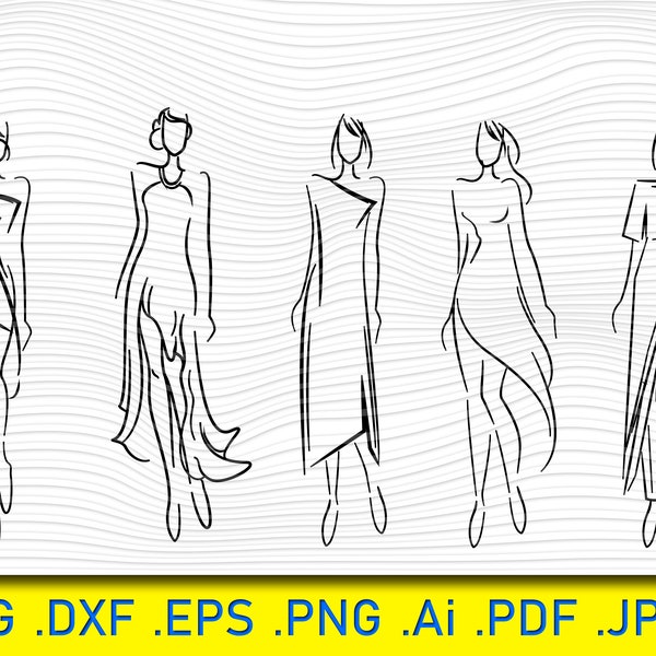 Fashion Diva Woman Model Glamour Posing Style Vogue Clothing Staying Sketch Outline Success, ashion beauty woman hand drawn portrait clipart