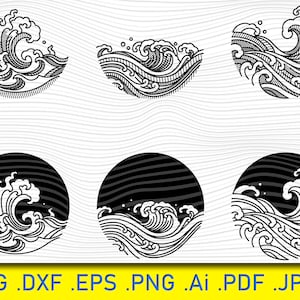 Water Wave Line Art, Wave Svg, Wave svg bundle, Wave cut file, Wave Svg Cut File, Svg, Cut Files, Files for Cricut, Wave Vector, Ocean Waves