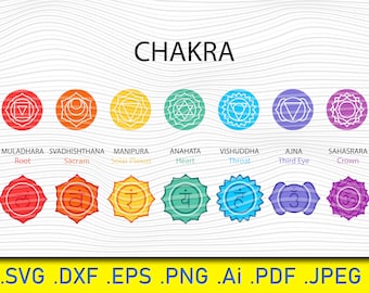 7 Chakras SVG Bundle: Meditation, Yoga, Buddhism (Digital Files)