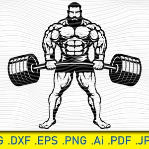 Mascota de hombre de gimnasio, músculo, flexiones, culturismo, gimnasio, pose de fitness, bíceps SVG, culturista SVG, brazo de levantador de pesas SVG, hombre de entrenamiento, potencia fuerte