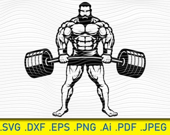 Bodybuilder Lifting Mascot SVG, Gym Fitness Vector (svg, png, eps)
