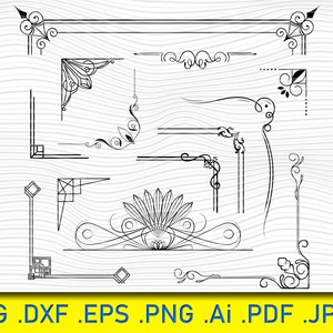 Linhas ornamentais, mísulas vetoriais, bordas elegantes, bordas svg, arquivos de corte de divisórias decorativas, decoração de casamento, ornamentos svg, PNG Eps Dxf Vector.