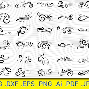 30 渦巻き SVG/ 装飾 SVG/ スウッシュ SVG/ ストローク SVG/ 装飾 SVG/ 装飾 SVG/ クリップアート/ シルエット/ カット ファイル/ クリカット