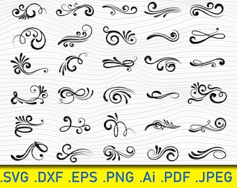 30 Swirl SVG/ Flourish SVG/ Swoosh SVG/ Stroke SVG/ adornos SVG/ decorativo SVG/ clipart/ silueta/ archivo de corte/ cricut