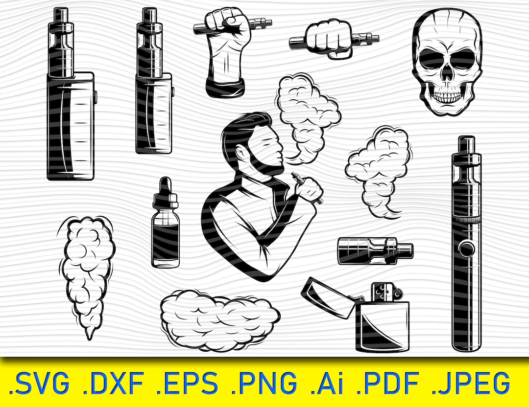Vape E Cigarette SVG Silhouette - vaping Vector Images Clipart - cigarette  lectronique Image SVG pour Cricut - vapeur - Eps, Png, Dxf-Clip Art - Etsy  ...